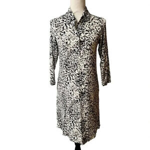 CAbi #822 Popover Jersey Dress Small Abstract Print Collared 3/4 Sleeve Workwear